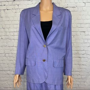 Saks Fifth Avenue Vintage 100% Silk Light Purple Skirt and Suit Jacket